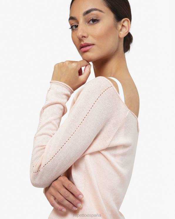 ropa Repetto camiseta de calentamiento rosa pétalo mujer 6NH6518