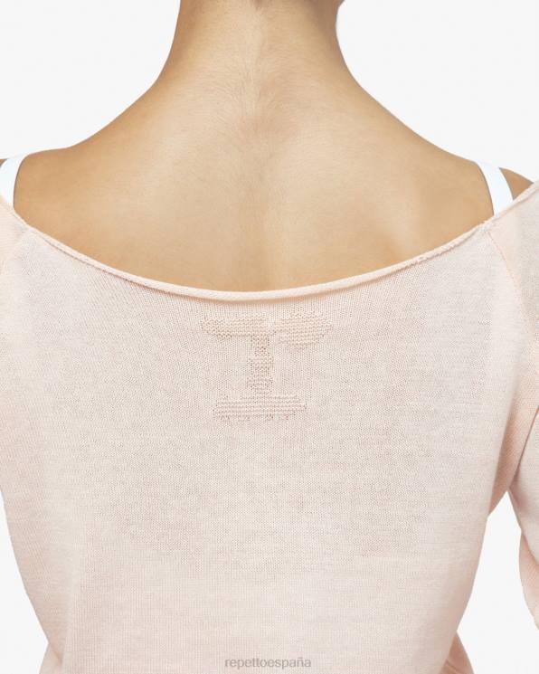 ropa Repetto camiseta de calentamiento rosa pétalo mujer 6NH6518