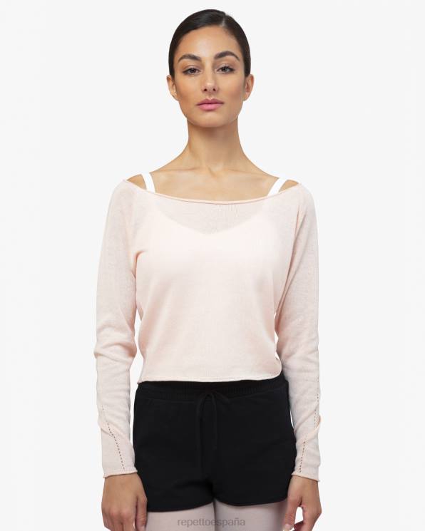 ropa Repetto camiseta de calentamiento rosa pétalo mujer 6NH6518