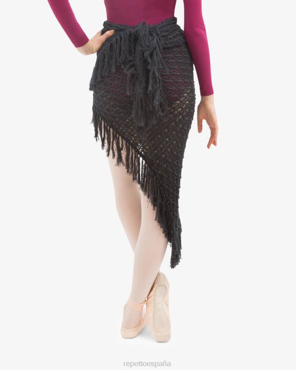 ropa Repetto chal de punto con flecos gris antracita mujer 6NH6538