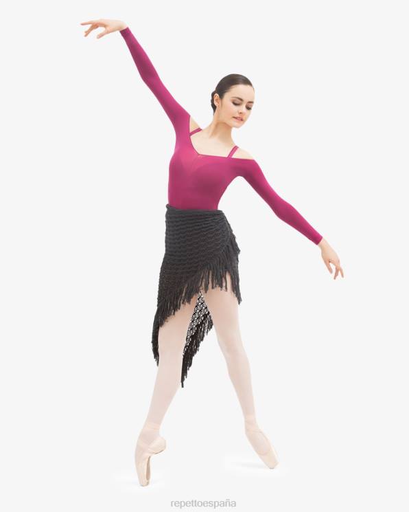 ropa Repetto chal de punto con flecos gris antracita mujer 6NH6538