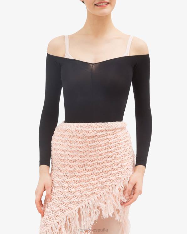 ropa Repetto chal de punto con flecos rosa pétalo mujer 6NH6537