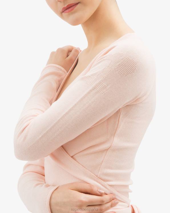 ropa Repetto cruzado de manga larga rosa pétalo mujer 6NH6511