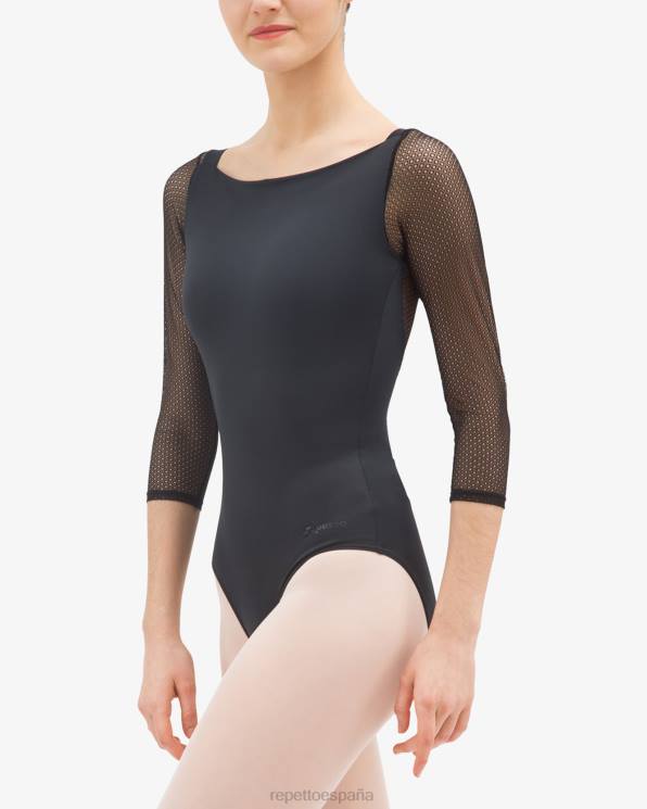 ropa Repetto Maillot manga 3/4 con encaje negro mujer 6NH6486