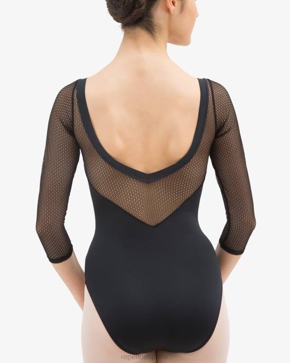 ropa Repetto Maillot manga 3/4 con encaje negro mujer 6NH6486