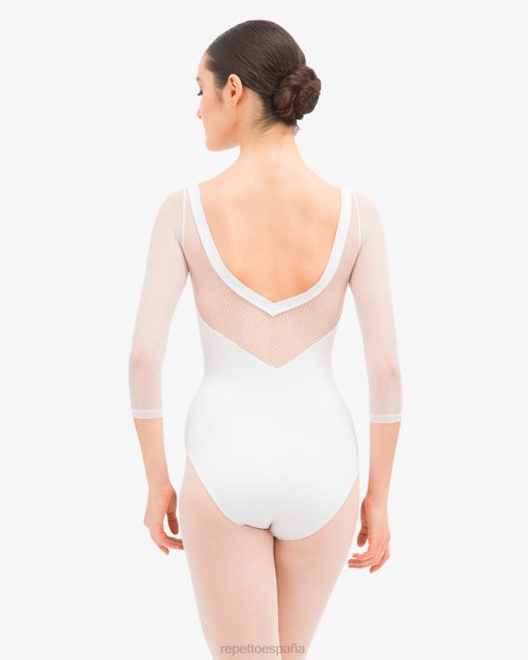ropa Repetto Maillot mangas 3/4 con encaje blanco mujer 6NH6444