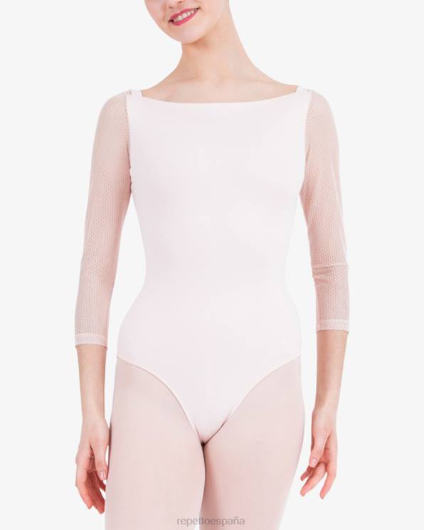 ropa Repetto Maillot mangas 3/4 con encaje rosa pétalo mujer 6NH6441