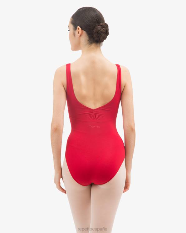 ropa Repetto escote de leotardo fruncido en la parte delantera y trasera clavel rojo mujer 6NH6448
