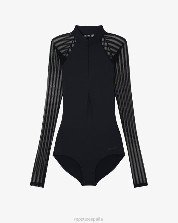 ropa Repetto leotardo con cuello de oficial de rejilla moda mujer 6NH6485