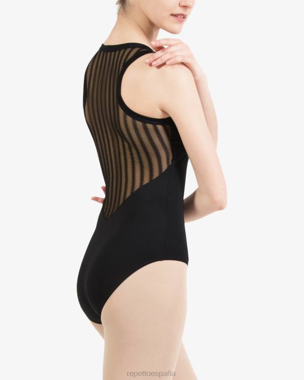 ropa Repetto leotardo de rejilla con espalda de nadador negro mujer 6NH6481
