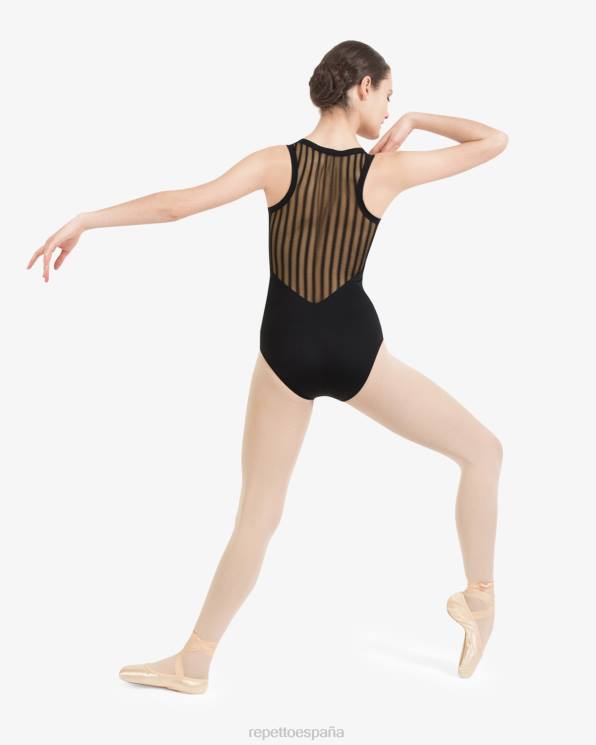 ropa Repetto leotardo de rejilla con espalda de nadador negro mujer 6NH6481