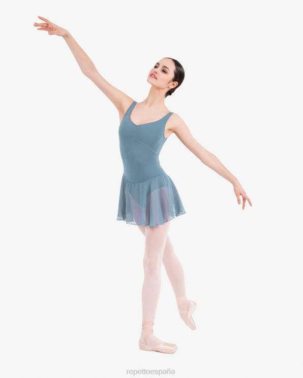 ropa Repetto túnica de tirantes finos azul esmeralda mujer 6NH6462