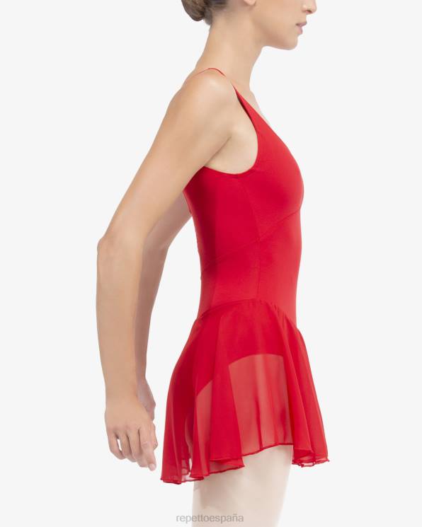 ropa Repetto túnica de tirantes finos clavel rojo mujer 6NH6449