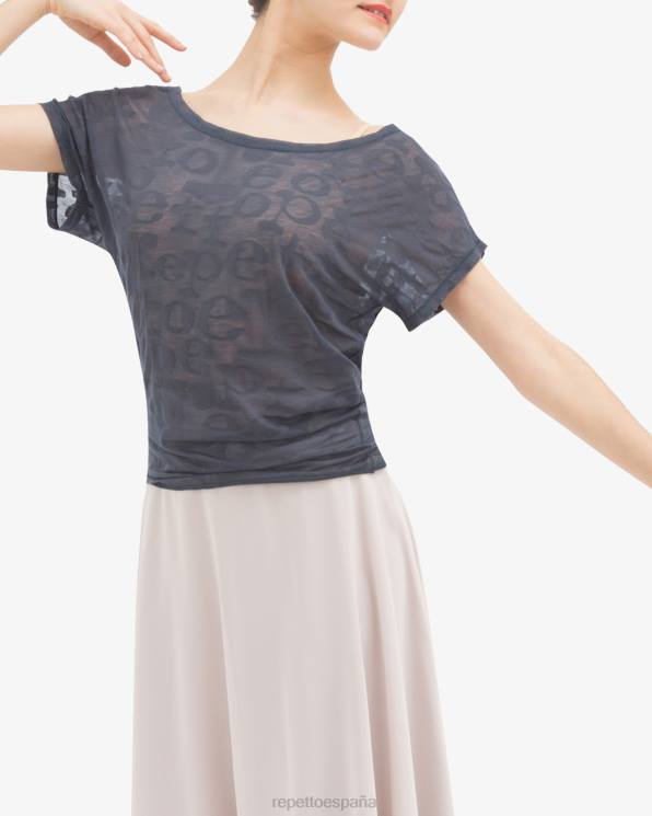 ropa Repetto camiseta transparente gris antracita mujer 6NH6552