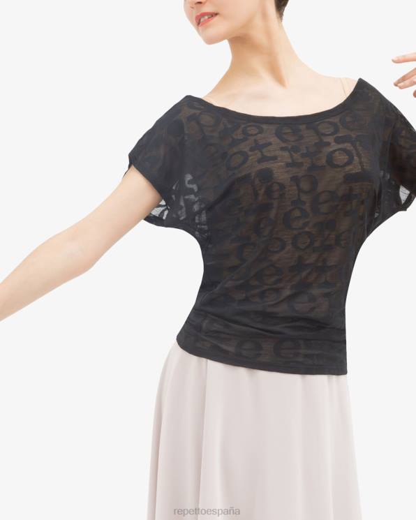 ropa Repetto camiseta transparente negro mujer 6NH6553