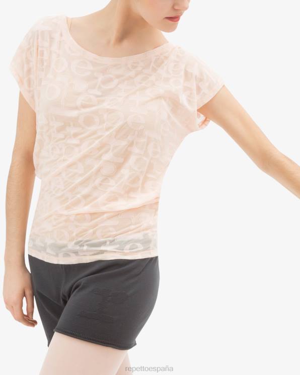 ropa Repetto camiseta transparente rosa pétalo mujer 6NH6551
