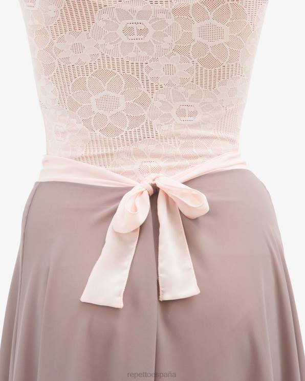 ropa Repetto top de manga larga en encaje rosetón rosa pétalo mujer 6NH6547