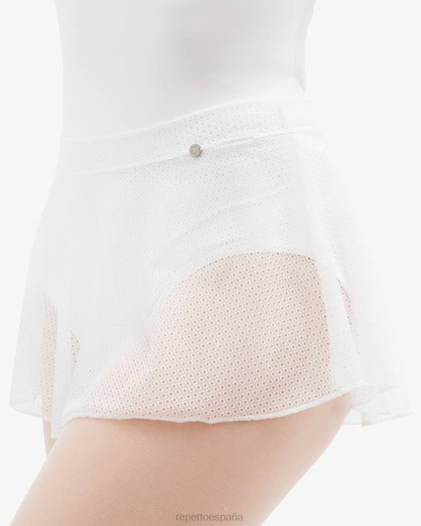 ropa Repetto falda corta de encaje blanco mujer 6NH6498