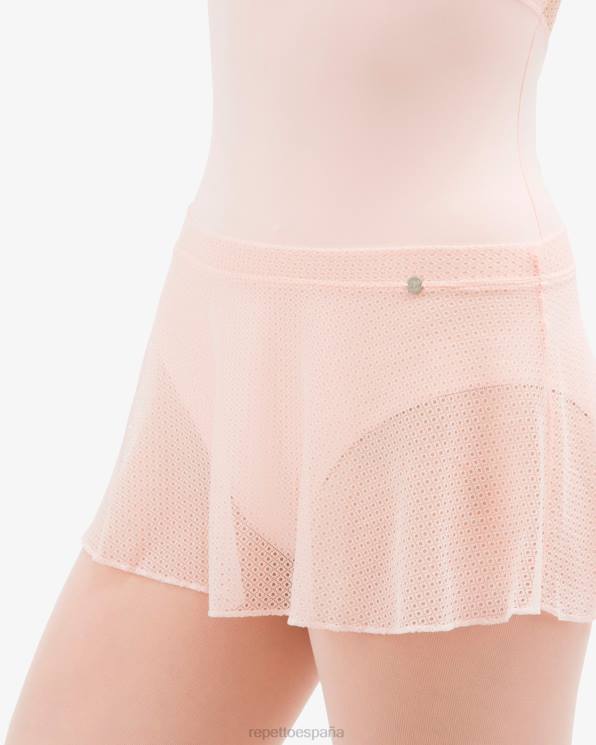 ropa Repetto falda corta de encaje rosa pétalo mujer 6NH6499