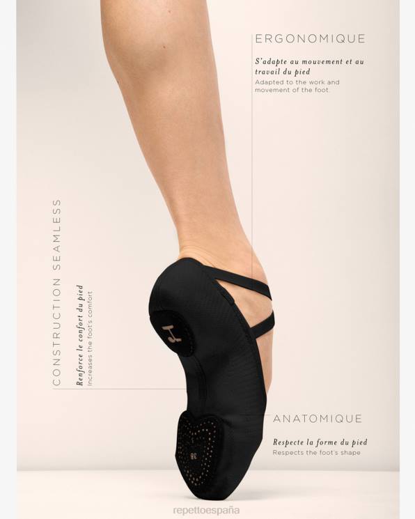 calzado Repetto zapatillas de ballet suaves danza f.i.t negro mujer 6NH6610