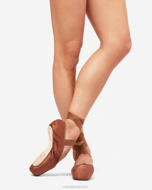 calzado Repetto Zapatillas de punta julieta - suela blanda de caja mediana marrón hielo mujer 6NH6565