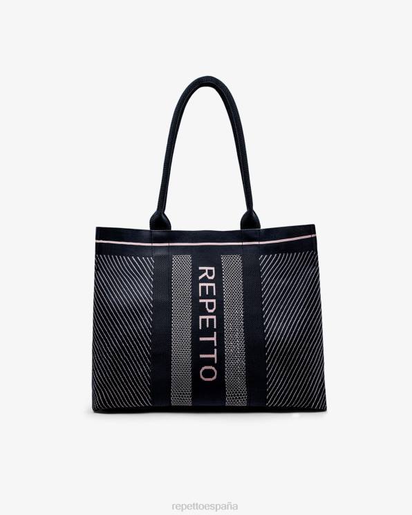 accesorios Repetto bolsa de la compra negro y rosa pétalo mujer 6NH6422