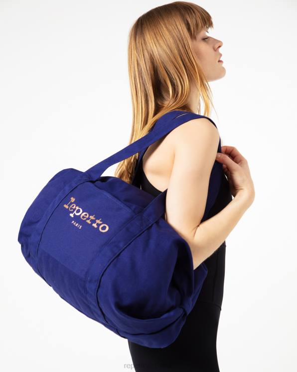 accesorios Repetto bolsa de lona de algodón tamaño l azul petróleo mujer 6NH6413