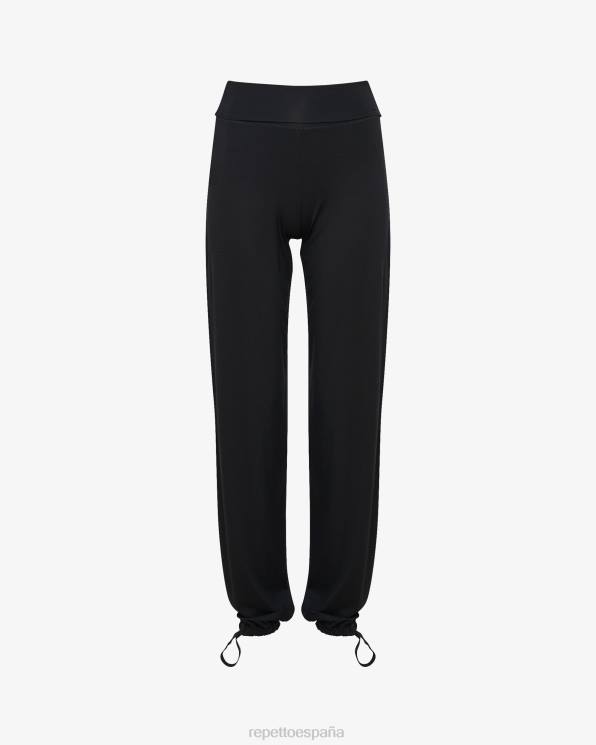 ropa Repetto pantalones de jazz de viscosa con cinturilla doblada negro mujer 6NH6373