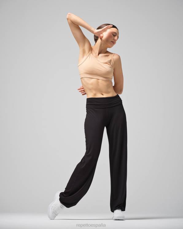 ropa Repetto pantalones de jazz de viscosa con cinturilla doblada negro mujer 6NH6373