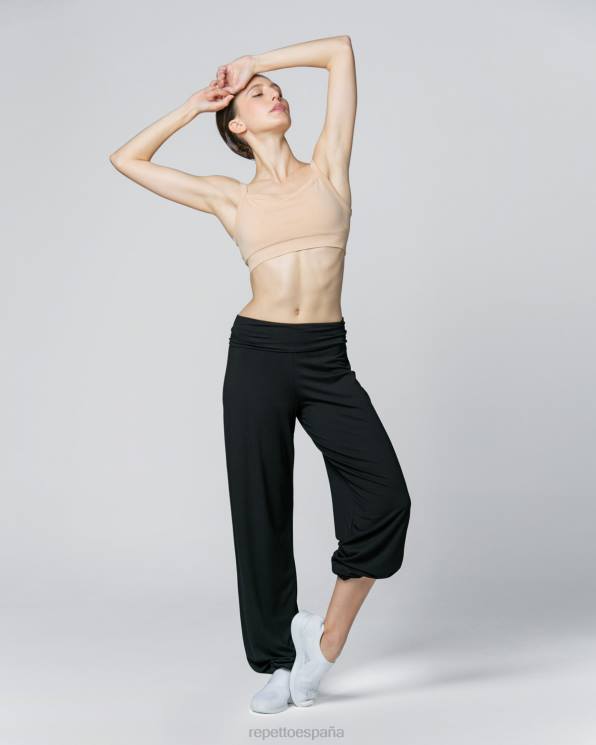 ropa Repetto pantalones de jazz de viscosa con cinturilla doblada negro mujer 6NH6373
