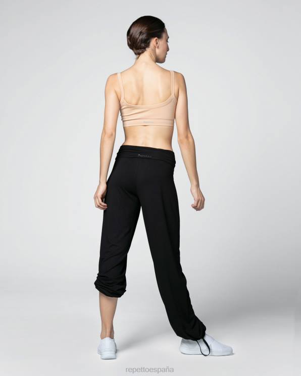 ropa Repetto pantalones de jazz de viscosa con cinturilla doblada negro mujer 6NH6373
