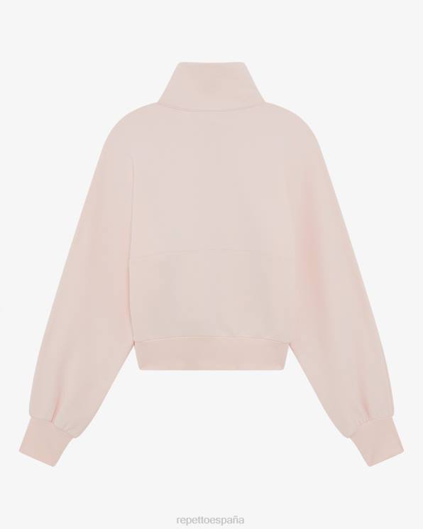 ropa Repetto sudadera con media cremallera rosa tiza mujer 6NH6359
