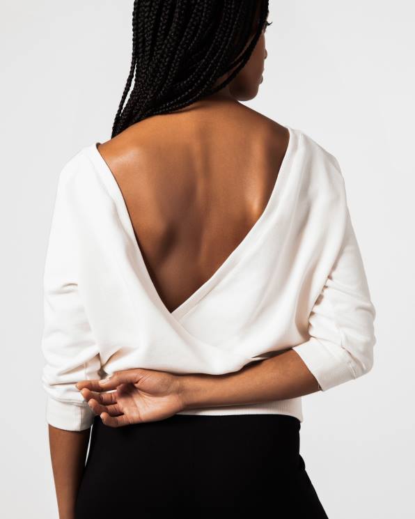 ropa Repetto sudadera cruzada blanco marfil mujer 6NH6366