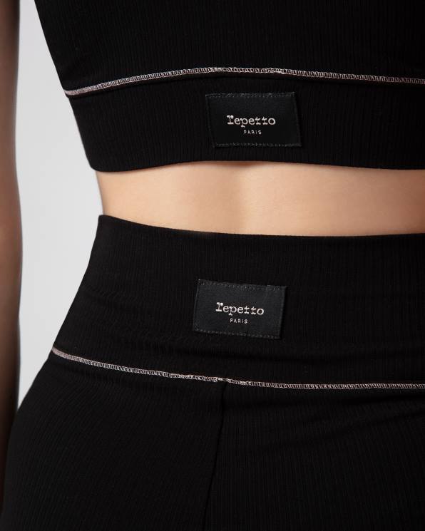 ropa Repetto leggins de canalé negro mujer 6NH6301