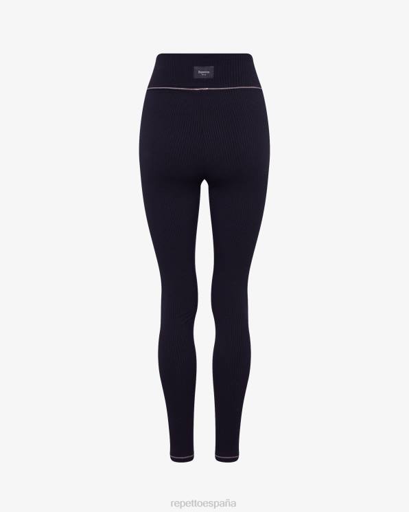 ropa Repetto leggins de canalé negro mujer 6NH6301
