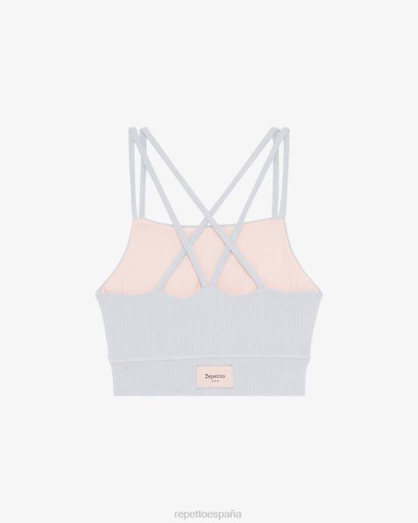 ropa Repetto sujetador de canalé con tirantes finos Perla gris mujer 6NH6305