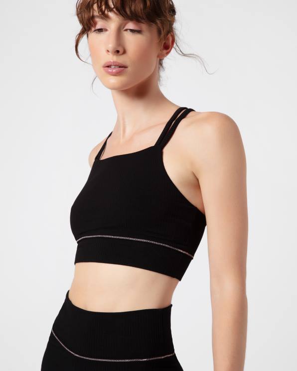 ropa Repetto sujetador de canalé con tirantes finos negro mujer 6NH6302