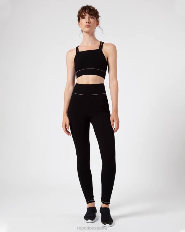 ropa Repetto sujetador de canalé con tirantes finos negro mujer 6NH6302
