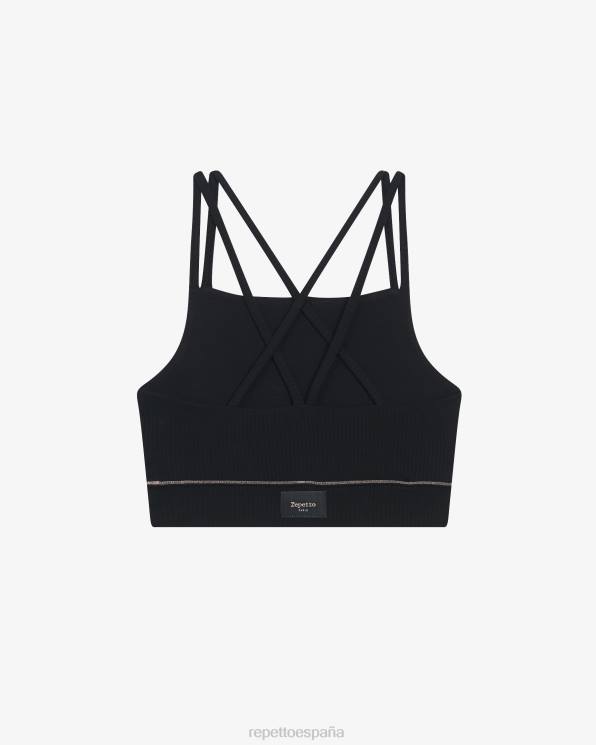 ropa Repetto sujetador de canalé con tirantes finos negro mujer 6NH6302