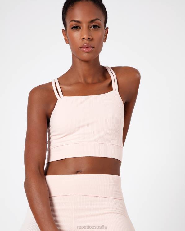 ropa Repetto sujetador de canalé con tirantes finos rosa pétalo mujer 6NH6304
