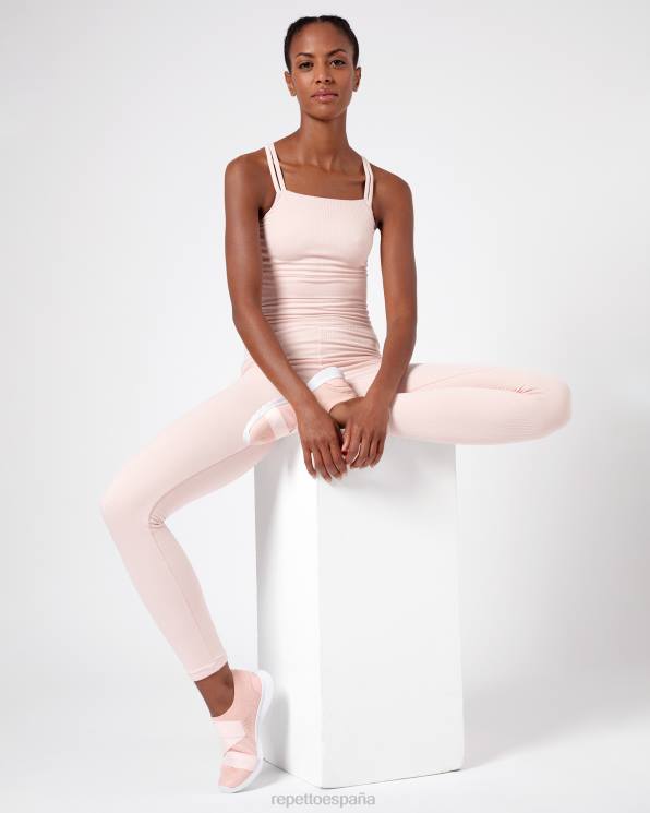 ropa Repetto sujetador de canalé con tirantes finos rosa pétalo mujer 6NH6304