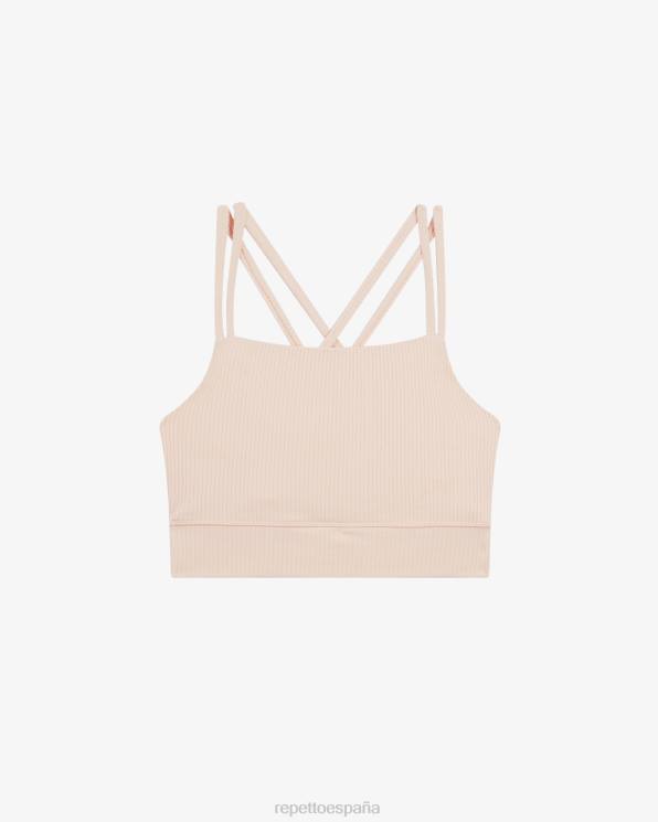 ropa Repetto sujetador de canalé con tirantes finos rosa pétalo mujer 6NH6304