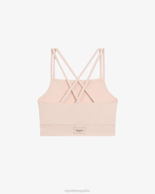 ropa Repetto sujetador de canalé con tirantes finos rosa pétalo mujer 6NH6304