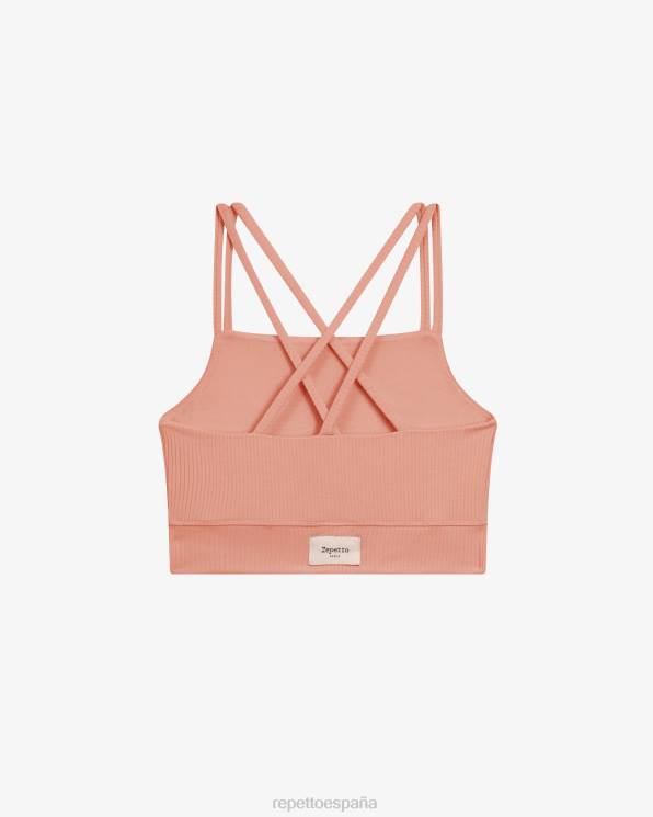 ropa Repetto sujetador de canalé con tirantes finos rubor rosa mujer 6NH6299