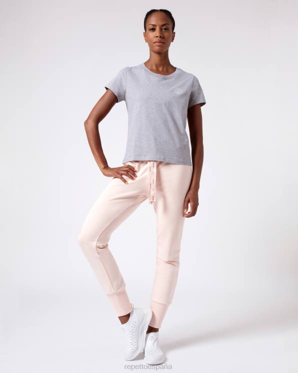 ropa Repetto camiseta con logo r gris claro moteado mujer 6NH6316