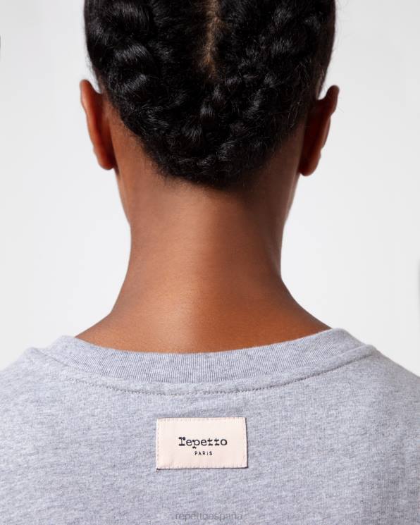 ropa Repetto camiseta con logo r gris claro moteado mujer 6NH6316