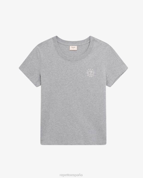 ropa Repetto camiseta con logo r gris claro moteado mujer 6NH6316