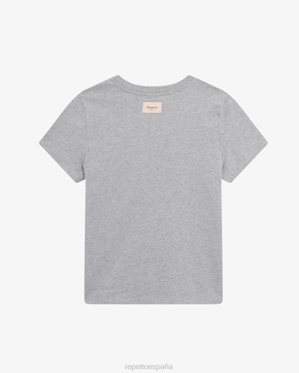 ropa Repetto camiseta con logo r gris claro moteado mujer 6NH6316