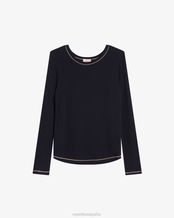 ropa Repetto camiseta de manga larga negro mujer 6NH6336