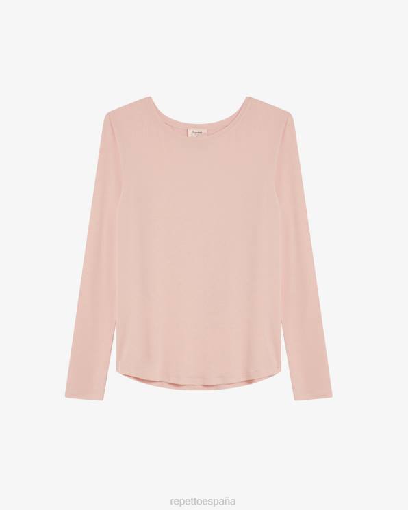 ropa Repetto camiseta de manga larga rosa pétalo mujer 6NH6327
